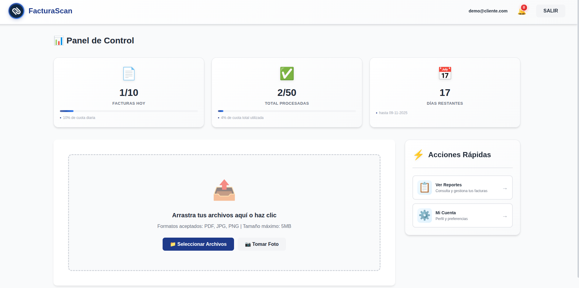 FacturaScan - Dashboard